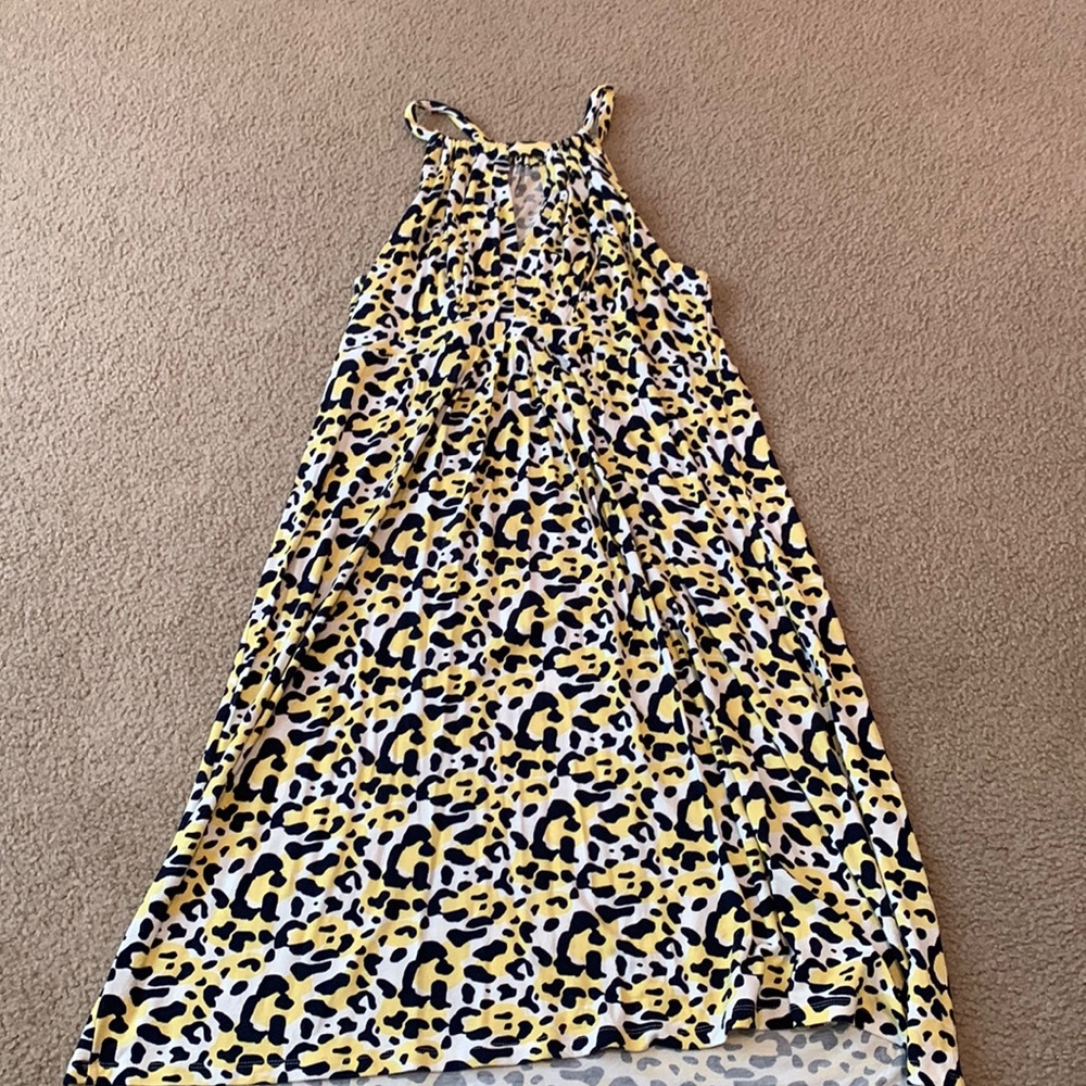 Halter dress, summer, knee length. Super comfy and flowy.